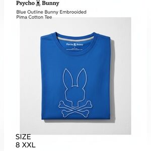 Psycho Bunny Blue Outline Bunny Embroidered Pima Cotton Tee Size 8 XXL